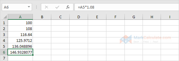 compound interest formula in excel - Step 3